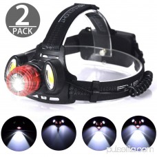 2-pack 15000LM LED Rechargeable Headlight, 4 Modes Flashlight LED Headlamp Zoomable Focus Headlight Torch